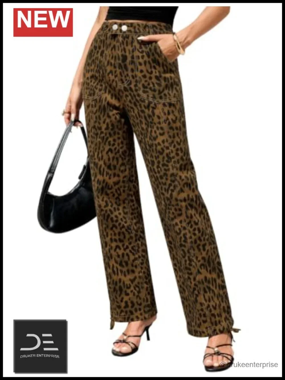 High Rise Wide Leg Baggy Stretch Jeans with Drawstring Cuffs